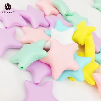 Naj Silikonski Star Candy Barve 10pcs Hrane Silikona Diy Začetnih Ogrlica Pribor Lahko Žveči Kroglice Baby Teether