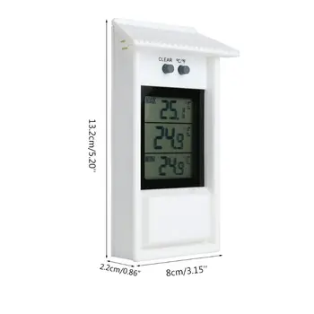 Digitalni Zaprtih Prostorih/Na Prostem Vodoodporni Termometer Vrt Toplogrednih Steno Merjenja Temperature Max Min Prikaz Vrednosti