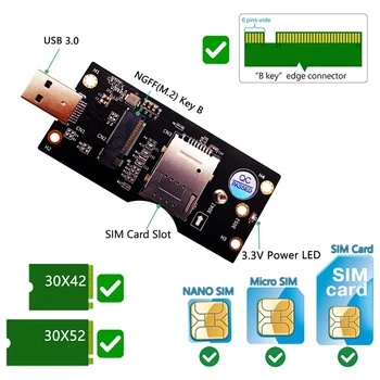 NGFF M. 2 Tipko B, da USB 3.0 Adapter Riser Card s KARTICE 8Pin Kartico v Režo za Podporo 3G/4G/5G Modul za Namizni RAČUNALNIK