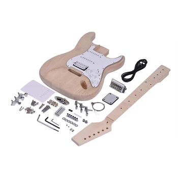 Muslady ST Slog Električna Kitara Nedokončane DIY Električna Kitara Komplet Basswood Telo Javorjev Vrat Palisander Fingerboard