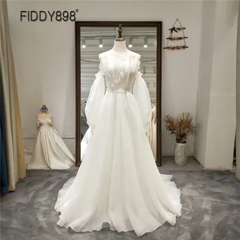 Pravljice 2 V 1 Rokavi Poročno Obleko Boho Elegantno Linijo, Princesa Nevesta Obleko Haljo De Mariee Poročne Obleke za Ženske 2021