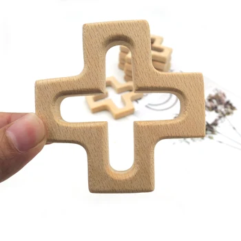 10pcs 74mm ročno izdelani Votli carving križ, oblikovan bukev lesene teether plus baby začetnih lesene igrače darilo zdravstvene nege igrača EA332