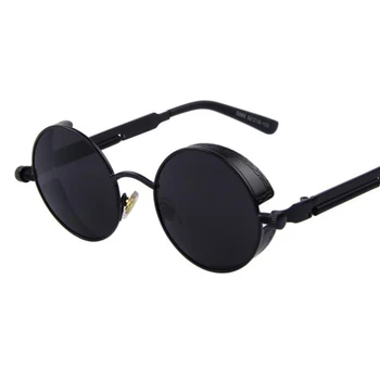 črni krog steampunk sončna Očala moški modni oblikovalec blagovne znamke razkošje, classic, retro ogledalo sončna očala ženske krog očala oculos