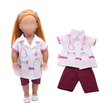 18 inch Dekleta lutka obleko Bele medicinska sestra nosi zdravnik poslovne obleke Ameriški novorojenčka obleko Otroške igrače fit 43 cm lutke otroka c266