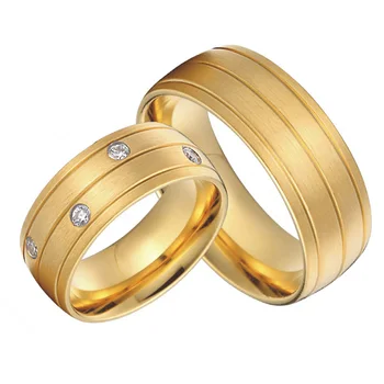 Zakonske Koalicije Luksuzni Meri 8 mm Par poročni prstani Par za moške in ženske Eko titana nakit rumeno zlato barvo