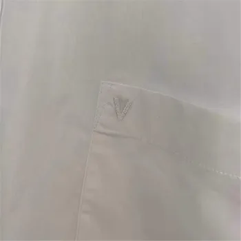 Oversize Vetements Srajce 2021 Moški Ženske Št Oseba Logotip Vetements Pocket Majica V-oblikovan vezenje VTM Bluzo VTM Dolg Rokav