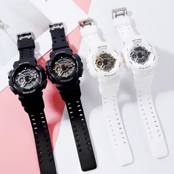 Dvojno označevanje Žensk Digitalni Športne Ure Candy Barve S Šok Preprost Dame Watch LED Nepremočljiva Ženske Ure reloj mujer
