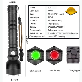 Litwod najbolj močna LED svetilka z40 8000LM USB rechargea XHP70.2 ribolov baklo luči lov lučka lučka uporabite 26650 baterije
