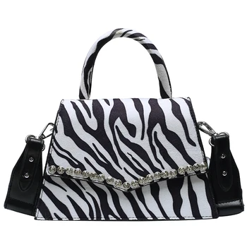 Zebra Print Tote Vrečko 2020 Moda Novo Kakovost PU Usnja Ženske Oblikovalec Torbici Široko naramnico Ramenski Messenger Bag