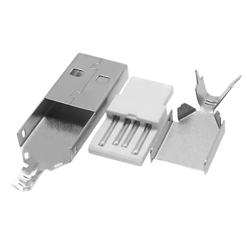 10Pcs/Veliko USB 2.0 Tip A Varjenje Tip Moški Vtič pozlačeni ali ponikljano Priključki usb-A Rep Vtičnico 3 v 1 DIY Adapter