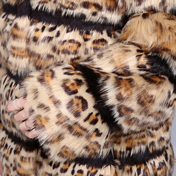 Nerazzurri Plus velikost specializiranimi za umetno krzno, leopard tiskanja plašč 5xl 6xl 7xl puhasto pozimi krznen zgostitev toplo Luxury Letnik ponaredek lisica krzno jakna