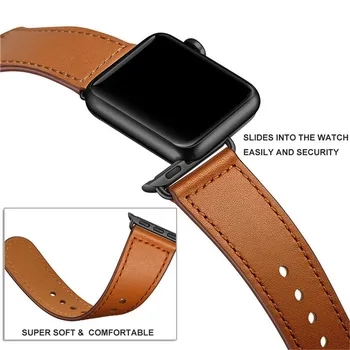 Pravega Usnja watchband za Apple watch band 4 5 44 mm 40 mm Zanke Traku moški Usnjeni Pas Za iwatch 38 mm 40 mm correa zamenjava