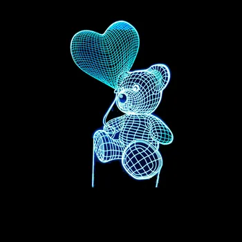Valentinovo Darilo 7 Barvna Pretvorba 3D Hologram Medved Lučka Sveti Stranka Korist Obletnico Darilo Za Punco Prisoten