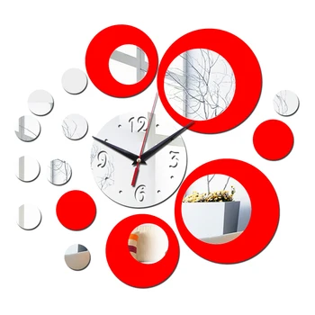 Vroče prodaje ogledalo akril stenske ure Evropi slog diy quartz stenska ure za dnevna soba single face stenske nalepke quartz ura