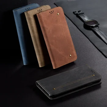 Luksuzni Retro Denim Flip Case za Iphone 11 Pro Xs Max Xr X 8 7 6 6s Plus Magnetno Držalo za Kartico Usnjene Denarnice Stojalo Knjigo Kritje