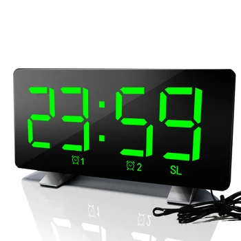 LED Digitalna Budilka Elektronsko Namizno Uro, FM Radio Čas Zbudi Snooze Funkcijo USB za Polnjenje Vrata LCD-Zaslon 4 Barve
