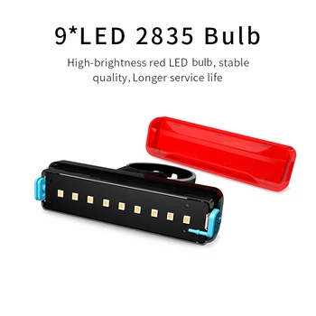 2600mAh Izposoja Svetlobo Kolo Kolesarjenje Nepremočljiva Luč 9 LED Super Svetlobe Z USB, Baterije za Varnost Noč Jahanje Zadnje Luči