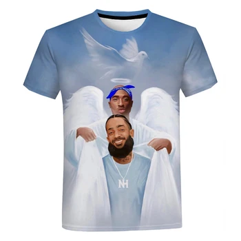 2Pac & Nipsey Hussle 3D Print Majica s kratkimi rokavi Moški Ženske Poletje Priložnostne Hip Hop T-shirt Tupac Harajuku Ulične Plus Velikost Majica s kratkimi rokavi