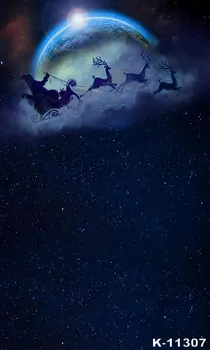 Božič Fotografija Ozadje Santa Claus Jelenov Luna nočno nebo Xmas Eve Stranka Dekoracijo ozadje Otroci Odrasli Fotografija