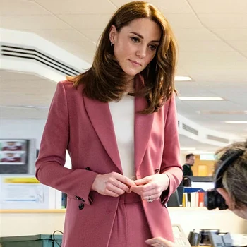 Kate Middleton Jeseni New Visoke Kakovosti Stranka Delovnem mestu River Dolg Rokav Obleka Vrhovi Slim Hlače Elegantno Elegantno Ženske Določa