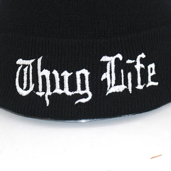 Thug Life klobuk pismo vezenje bombaž topla kapa klobuki za Jesen Zimo prožno, mehko moda beanies hip hop unisex kapa