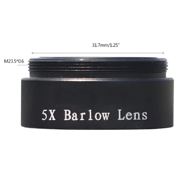 Strokovno 5X Barlow Leča 1.25 palčni Okular Extender M28.5*za 0,6 Astronomski Pripomočki Teleskop ali Camera Adapter