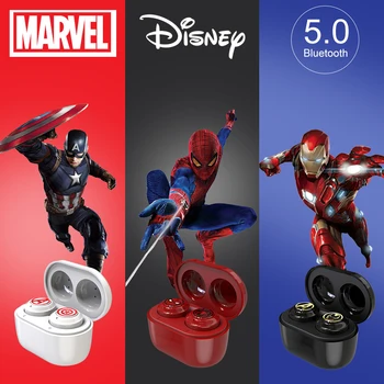 Captain America Iron Man TWS Bluetooth Slušalke Captain Marvel Brezžične Slušalke Spider Man Šport Nepremočljiva Čepkov za Slušalke