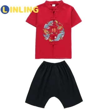 LINLING Nova otroška Oblačila Han Kitajskih Otrok Kratka sleeved Jopico P717