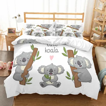 Fanaijia Otroške Posteljnine Komplet Luksuzni Srčkan Koala Rjuhe Kritje z Prevleke Komplet Posteljo Otrok, posteljno perilo
