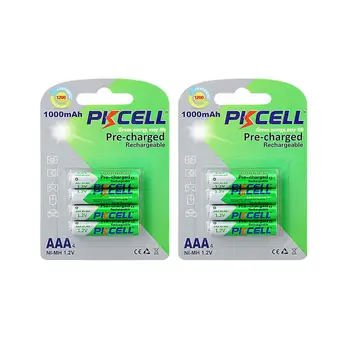 8PCS PKCELL baterije AAA NI-MH bateriji aaa Polnilne Baterije Nizke Self Razrešnice AAA precharge 1,2 v nimh baterije 1000mah